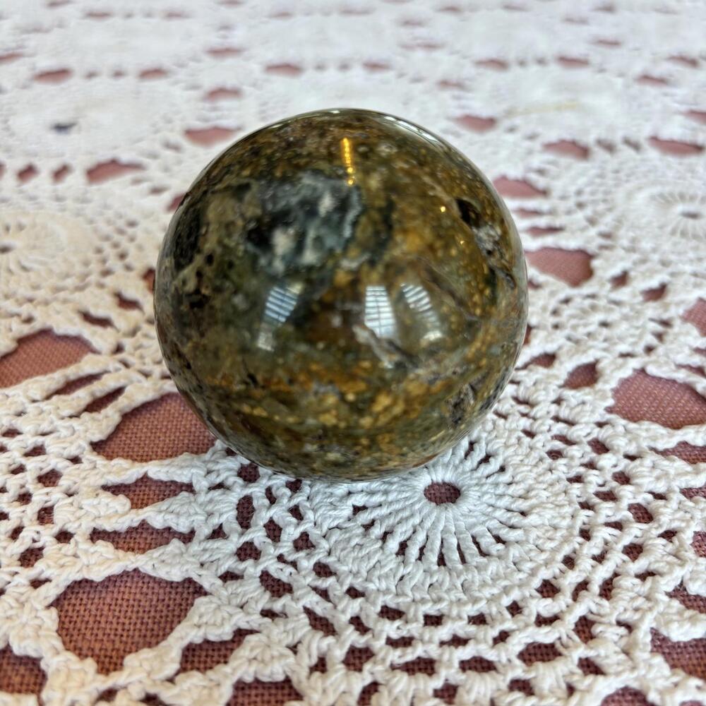 Raw Natural Jasper Sphere: Geode Quartz Crystal Ball Healing 276g